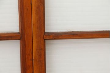 アンティーク　古い木の銀モールガラス引き戸2枚セット(1)(ガラス戸/建具/小窓)
