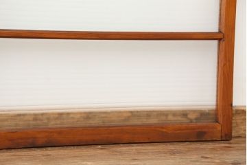 アンティーク　古い木の銀モールガラス引き戸2枚セット(1)(ガラス戸/建具/小窓)