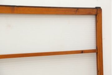 アンティーク　古い木の銀モールガラス引き戸2枚セット(1)(ガラス戸/建具/小窓)