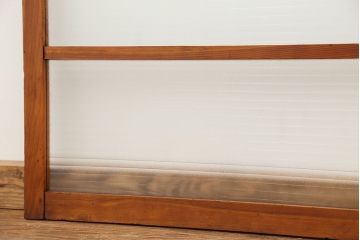 アンティーク　古い木の銀モールガラス引き戸2枚セット(1)(ガラス戸/建具/小窓)