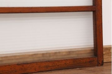 アンティーク　古い木の銀モールガラス引き戸2枚セット?(ガラス戸/建具/小窓)