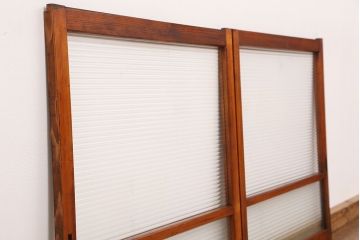 アンティーク　古い木の使い込まれたモールガラス引き戸(ガラス戸/建具/小窓 )
