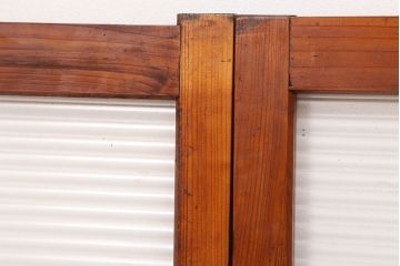 アンティーク　古い木の使い込まれたモールガラス引き戸(ガラス戸/建具/小窓 )