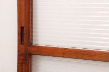 アンティーク　古い木の使い込まれたモールガラス引き戸(ガラス戸/建具/小窓 )