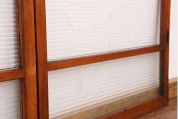 アンティーク　古い木の使い込まれたモールガラス引き戸(ガラス戸/建具/小窓 )