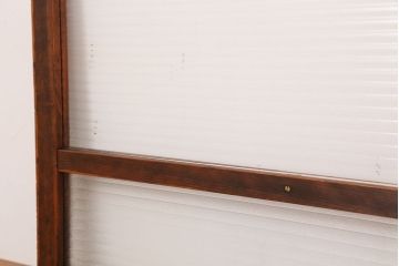 アンティーク　古い木の使い込まれたモールガラス引き戸(ガラス戸/建具/小窓 )