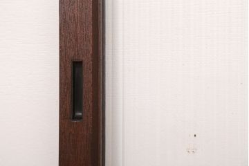 アンティーク　古い木の大判モールガラス引き戸(ガラス戸/小窓/建具)