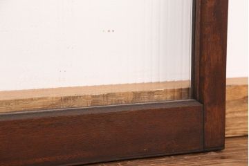 アンティーク　古い木の大判モールガラス引き戸(ガラス戸/小窓/建具)