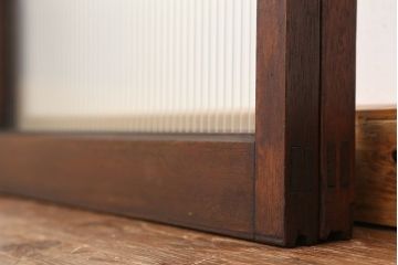 アンティーク　古い木の大判モールガラス引き戸(ガラス戸/小窓/建具)