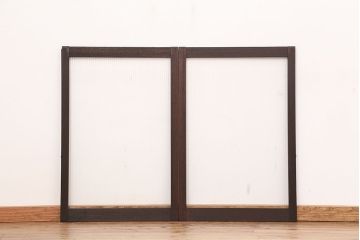 アンティーク　古い木の大判モールガラス引き戸(ガラス戸/小窓/建具)