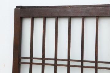 古民具・骨董　古い木のすりガラス明かり取り(格子戸)(ガラス戸)