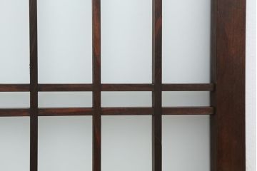 古民具・骨董　古い木のすりガラス明かり取り(格子戸)(ガラス戸)