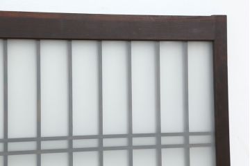 古民具・骨董　古い木のすりガラス明かり取り(格子戸)(ガラス戸)