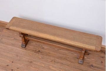 アンティーク家具　イギリスアンティーク　オーク材のシンプルなデザインベンチ?(長イス、横長ダイニングチェア、長椅子)