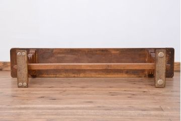 アンティーク家具　イギリスアンティーク　オーク材のシンプルなデザインベンチ?(長イス、横長ダイニングチェア、長椅子)