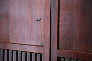 ★古民具・骨董　古民家再生にも最適!使い込まれた格子帯戸2枚セット(建具/引き戸)