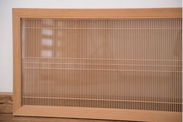 中古　古いガラス入り筬欄間(おさらんま)