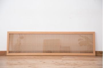 中古　古いガラス入り筬欄間(おさらんま)