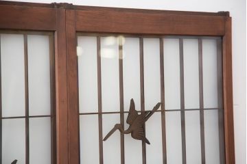 中古　縁起も良い!松竹梅と亀鶴コラボ　書院戸4枚セット?(明り取り)(ガラス戸)