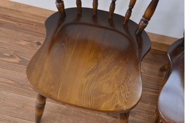 中古　飛騨産業　キツツキマーク　ダイニングチェア2脚セット(イス/椅子)