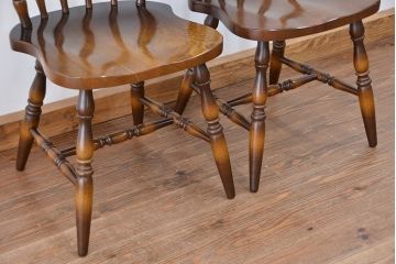 中古　飛騨産業　キツツキマーク　ダイニングチェア2脚セット(イス/椅子)