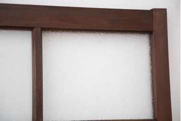 大正ロマン　古い木の色ガラス引き戸ガラス戸2枚セット(建具/ダイヤガラス/モールガラス/結霜ガラス)