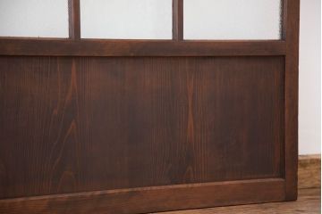 大正ロマン　古い木の色ガラス引き戸ガラス戸2枚セット(建具/ダイヤガラス/モールガラス/結霜ガラス)