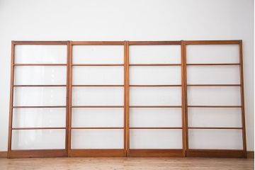 アンティーク　古い木のシンプルなガラス引き戸4枚セット(ガラス戸)(建具)