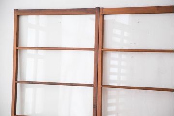 アンティーク　古い木のシンプルなガラス引き戸4枚セット(ガラス戸)(建具)
