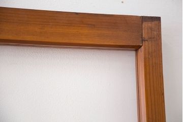 アンティーク　古い木のシンプルなガラス引き戸4枚セット(ガラス戸)(建具)