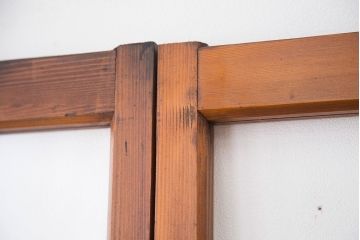 アンティーク　古い木のシンプルなガラス引き戸4枚セット(ガラス戸)(建具)