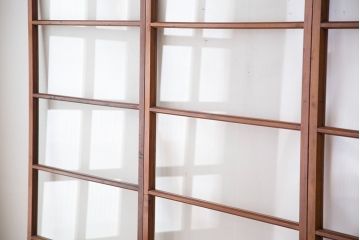 アンティーク　古い木のシンプルなガラス引き戸4枚セット(ガラス戸)(建具)