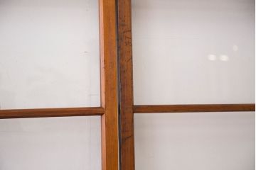 アンティーク　古い木のシンプルなガラス引き戸4枚セット(ガラス戸)(建具)