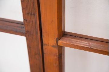 アンティーク　古い木のシンプルなガラス引き戸4枚セット(ガラス戸)(建具)