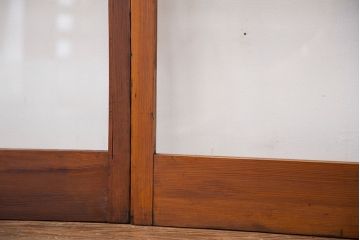 アンティーク　古い木のシンプルなガラス引き戸4枚セット(ガラス戸)(建具)