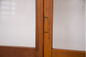 アンティーク　古い木のシンプルなガラス引き戸4枚セット(ガラス戸)(建具)