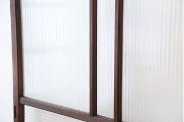 古民具・骨董　古い木の味わいあるモールガラス引き戸2枚セット(ガラス戸)