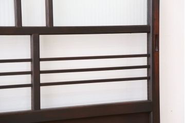古民具・骨董　古い木の味わいあるモールガラス引き戸2枚セット(ガラス戸)