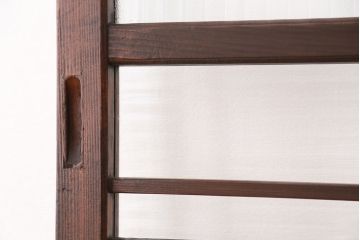 古民具・骨董　古い木の味わいあるモールガラス引き戸2枚セット(ガラス戸)