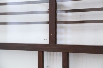 古民具・骨董　古い木の味わいあるモールガラス引き戸2枚セット(ガラス戸)