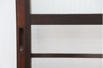 古民具・骨董　古い木の味わいあるモールガラス引き戸2枚セット(ガラス戸)