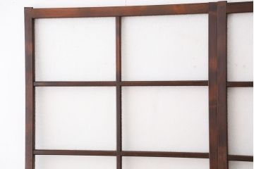 アンティーク　古い木のシンプルなダイヤガラス引き戸2枚セット(ガラス戸)