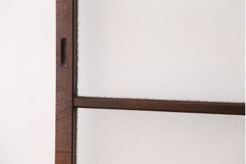 アンティーク　古い木のシンプルなダイヤガラス引き戸2枚セット(ガラス戸)