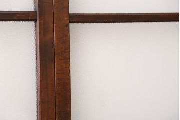 アンティーク　古い木のシンプルなダイヤガラス引き戸2枚セット(ガラス戸)