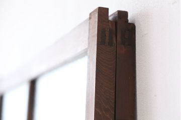 アンティーク　古い木のシンプルなダイヤガラス引き戸2枚セット(ガラス戸)