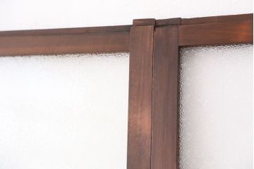 アンティーク　古い木のシンプルなダイヤガラス引き戸2枚セット(ガラス戸)