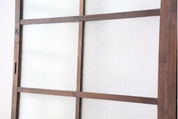 アンティーク　古い木のシンプルなダイヤガラス引き戸2枚セット(ガラス戸)
