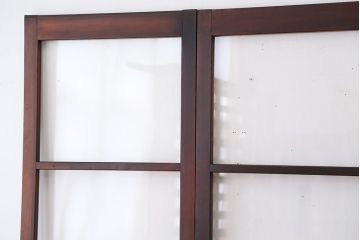古民具・骨董　希少!細身で背の高い使い込まれた味のある腰板欅ガラス引き戸(ガラス戸/建具)