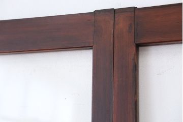 古民具・骨董　希少!細身で背の高い使い込まれた味のある腰板欅ガラス引き戸(ガラス戸/建具)