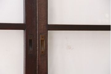 古民具・骨董　希少!細身で背の高い使い込まれた味のある腰板欅ガラス引き戸(ガラス戸/建具)